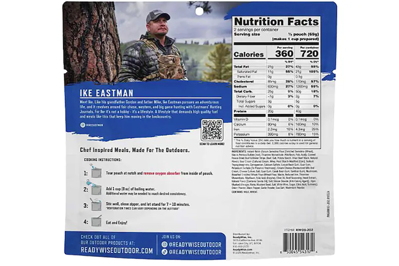 READYWISE Outdoor Pro Freeze Dried Beef Stroganoff with Mushroom Cream Sauce Meal
